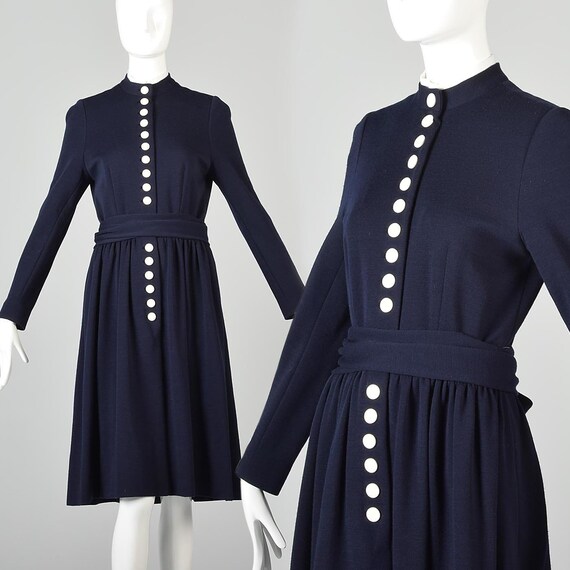Medium Long Sleeve Winter Dress Kate Middleton Dress Navy Blue Fit and Flare Dress Norman Norell Vintage 1960s 60s Mod Etsy Canada