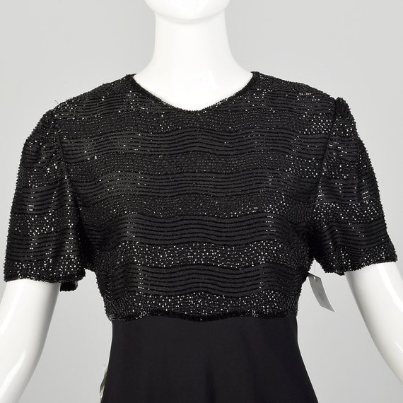 Medium 1990s Little Black Dress Short Sleeve Bead… - image 5