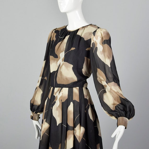 Medium Michael Novarese Abstract Tan Print Dress … - image 6