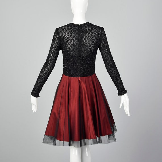 Small 1990s Red and Black Cocktail Dress Vintage … - image 3