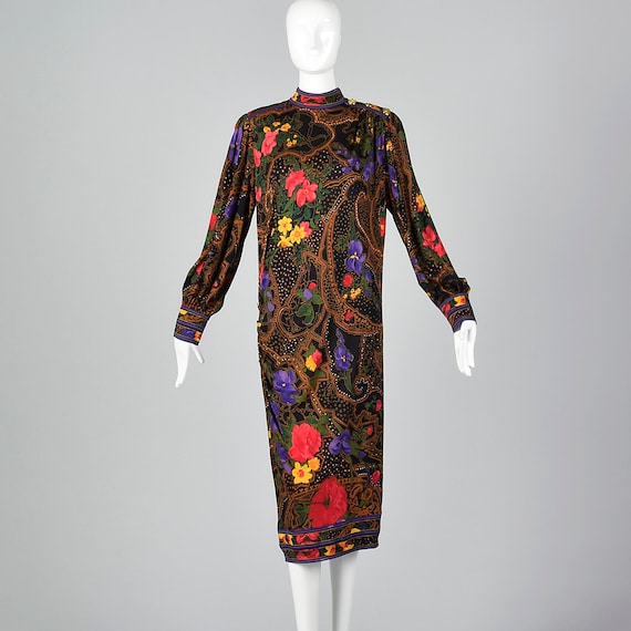 1970s Leonard Paris Loose Wool Dress Long Sleeve W