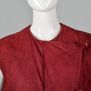 Medium 1980s Red Suede Vest Vintage Asymmetrical Vest Italian Leather 80s Vest Red Leather Claudio La Viola image 6