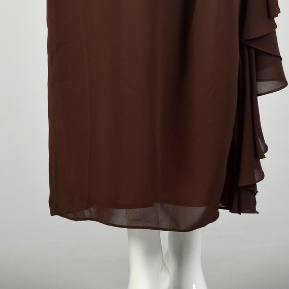 XS 1980s Morton Myles Brown Asymmetric Maxi Dress - image 8