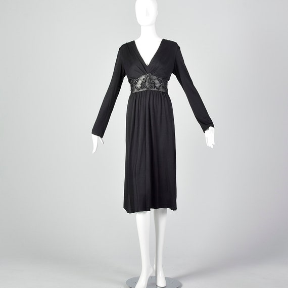 Large Cacharel Black Dress Silk Jersey 1990s Desi… - image 4