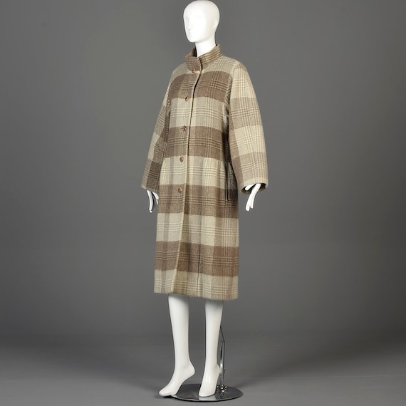 80s Coat Albert Nipon Winter Coat Plaid Coat Stri… - image 2