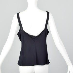 Large Giorgio Armani Sheer Silk Tank Top Lightweight Navy Sleeveless Vintage 1990s Shell Shirt image 4