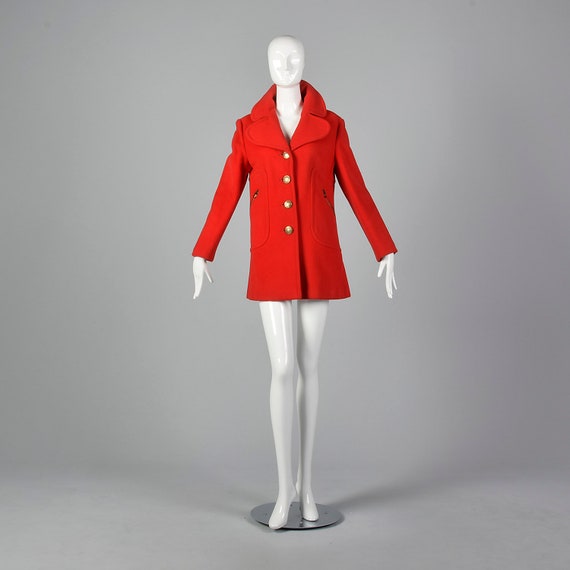 1960s Pierre Cardin Red Coat Mod Designer heavywe… - image 4