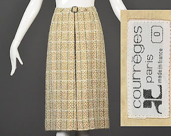 Small 60s Courreges Skirt | Chunky Tweed Skirt | Designer Skirt | Knee Length A-Line Skirt | Designer Vintage | 1960s Vintage Skirt