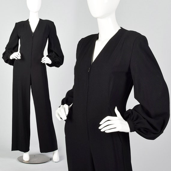 Small Pauline Trigere 1970s Wool Crepe Jumpsuit Bi