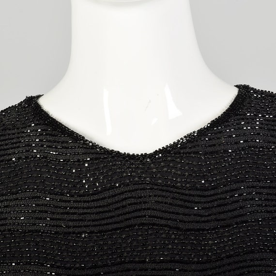 Medium 1990s Little Black Dress Short Sleeve Bead… - image 6
