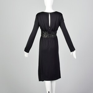 Large Cacharel Black Dress Silk Jersey 1990s Designer Long Sleeve Little Black Dress image 3