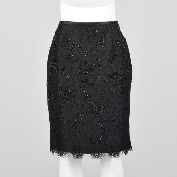 Black lace beaded skirt hotsell