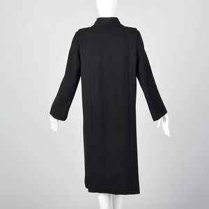 Small 1980s Pauline Trigere Coat Black Wool Winter Outerwear Removable Mink Tail Scarf image 2