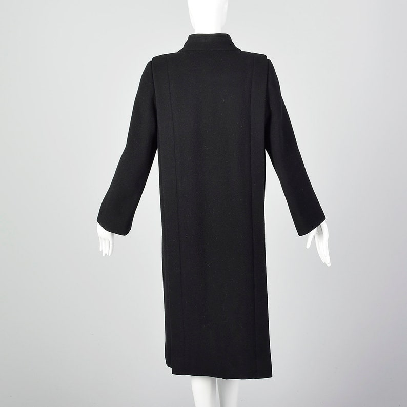 Small 1980s Pauline Trigere Coat Black Wool Winter Outerwear Removable ...