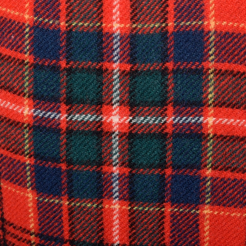 XS Pendleton Plaid Pants Red Wool Vintage 70s Blue Green Woven Flat Front Lined Tapered Leg