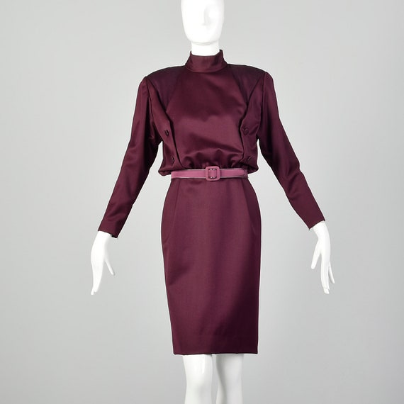Medium Galanos Purple Dress 1980s Pencil Skirt Moc