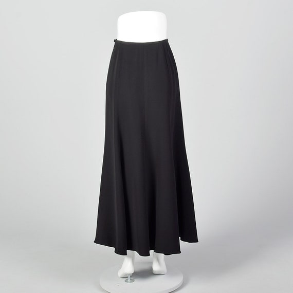 Small 1990s Giorgio Armani Black Maxi Skirt Merma… - image 2