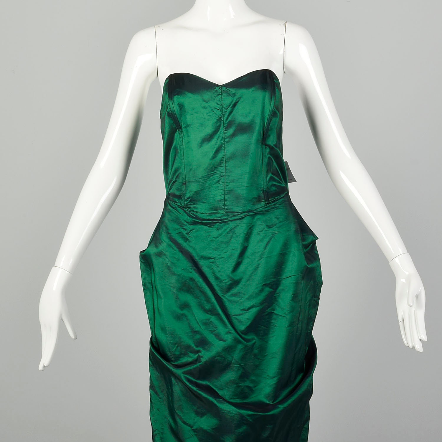 Small 1980s Dress Formal Green Taffeta Mermaid Strapless Evening Prom Gown main image 0