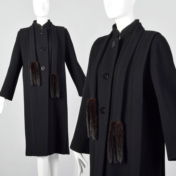 Small 1980s Pauline Trigere Coat Black Wool Winter