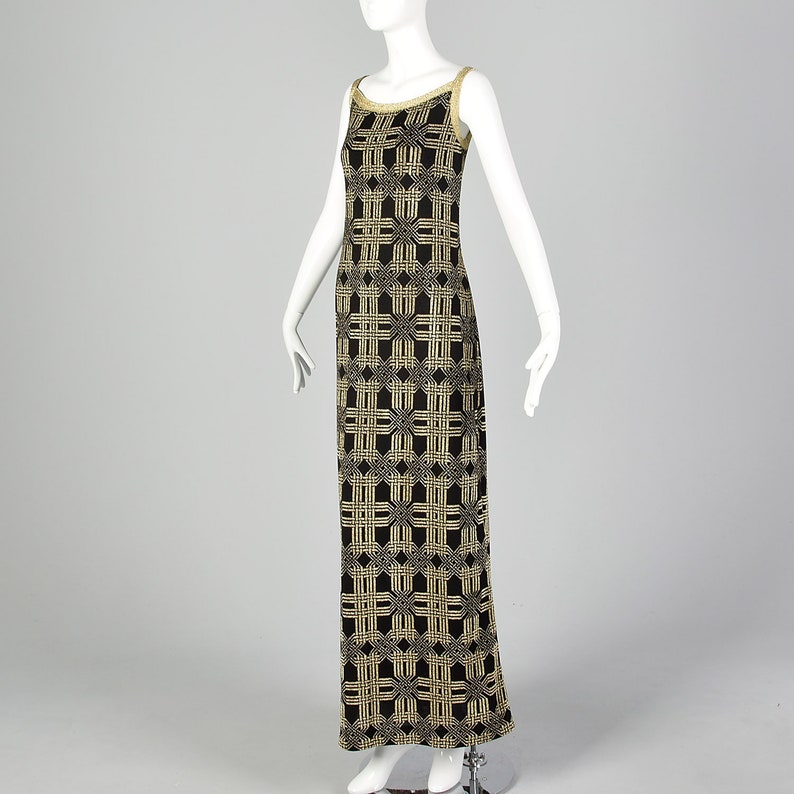 Mediumc Attributed to Pierre Balmain Medium 1970s Blue Lurex Shift Dress