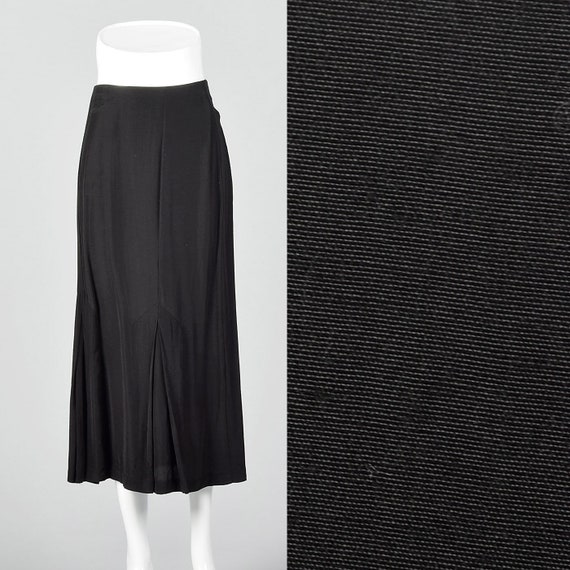 Small 1980s Norma Kamali Black Mermaid Skirt Pleat