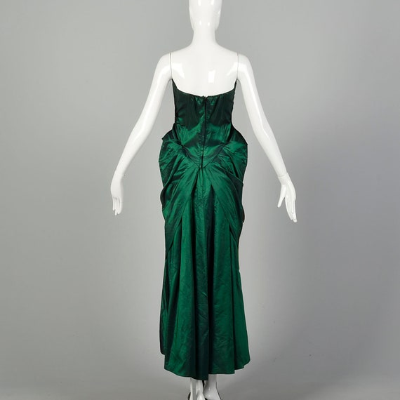 Small 1980s Dress Formal Mermaid Green Taffeta St… - image 4