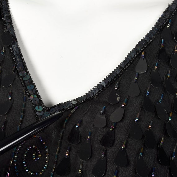 XS Frank Usher Beaded Silk Dress Teardrop Paillet… - image 9