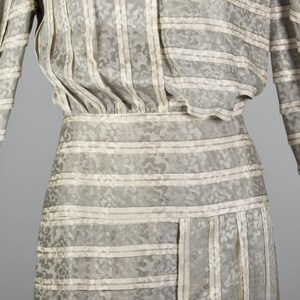 Small Galanos 1970s Striped Silk Dress Vintage Geometric Silk Dress 70s Textural Day Dress Vintage Galanos image 8