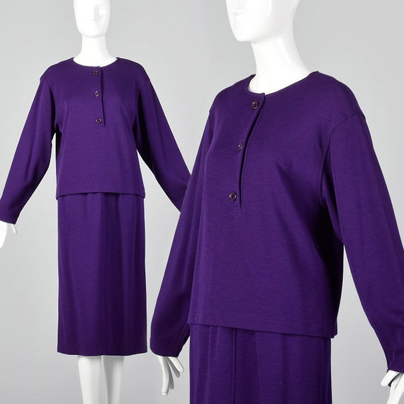 Small Oscar de la Renta Two Piece Set Purple Knit… - image 1