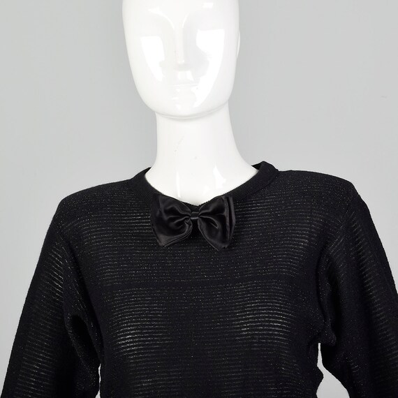 XXS Sonia Rykiel 1980s  Black Lurex Stripe Sweater - image 5