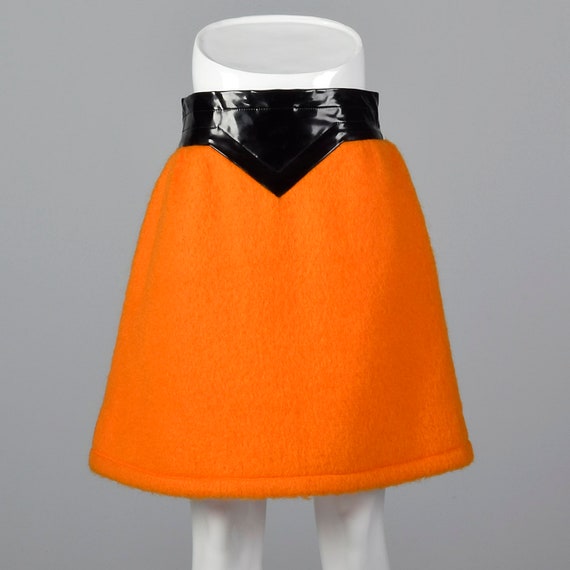 Iconic Pierre Cardin 1960s Space Age Mod Orange Mohair Mini Skirt