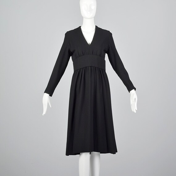 Medium 1970s Norell-Tassell Black Wool Dress Norm… - image 1