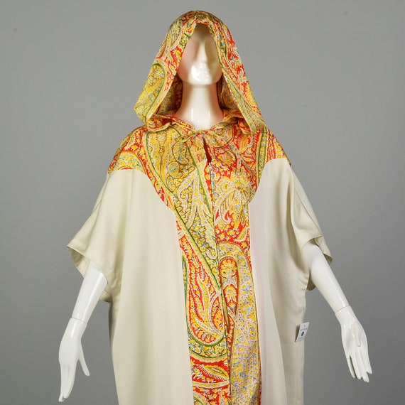 1970s Hooded Bohemian Kaftan Loose Maxi Dress Cas… - image 5