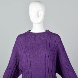 Medium 1980s Bottega Veneta Mohair Silk Purple Cable Knit Sweater Wool Separates Silk Separates Long Sleeves Drop Shoulders Vintage image 4