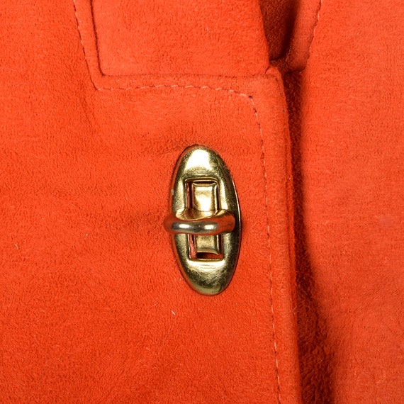 1960s Mod Orange Suede Leather Cape Toggle Closur… - image 8