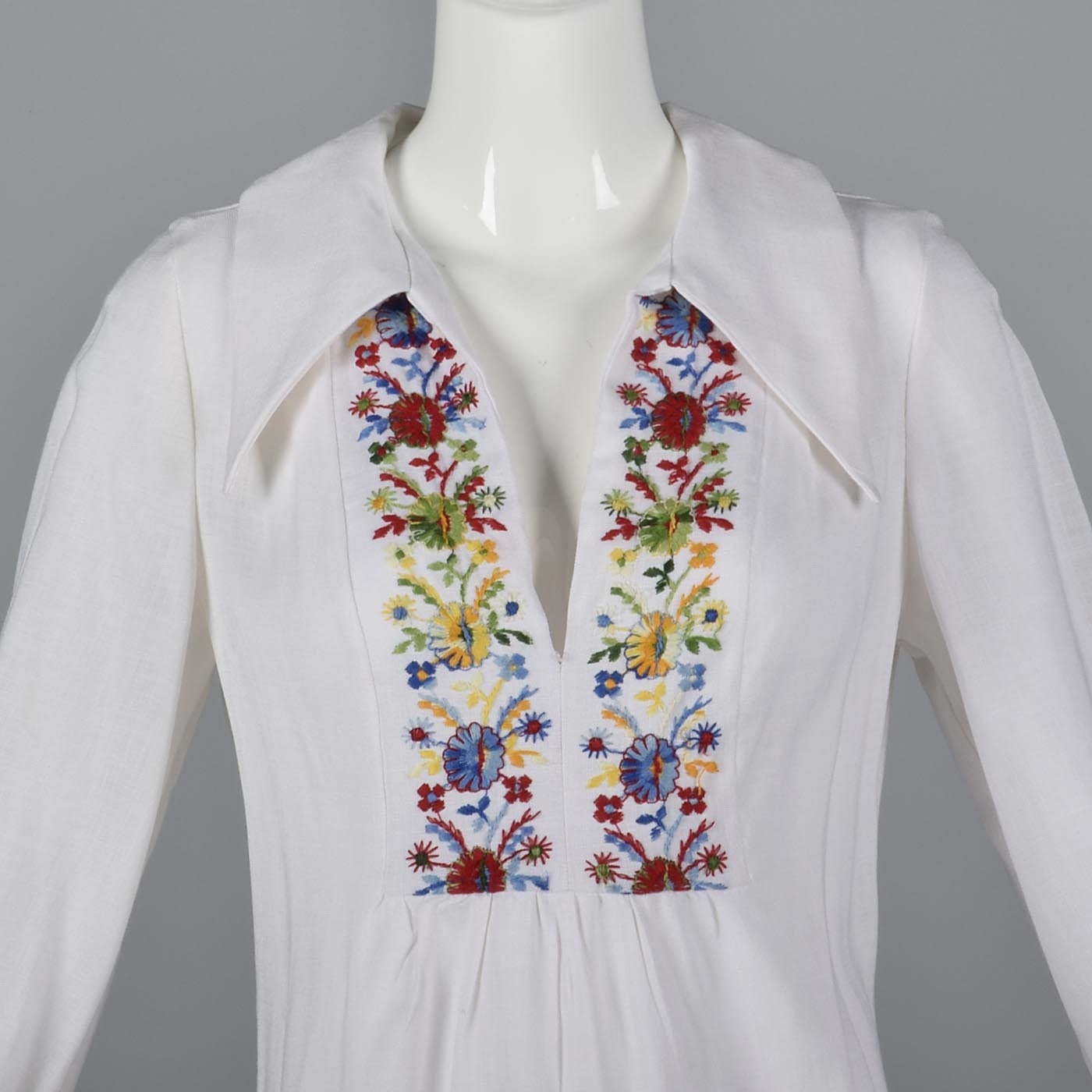 Small Short Loose Bohemian Dress Deep V Neckline Embroidery - Etsy