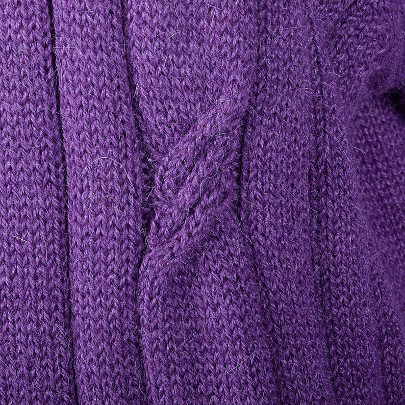 Medium 1980s Bottega Veneta Mohair Silk Purple Cable Knit Sweater Wool Separates Silk Separates Long Sleeves Drop Shoulders Vintage image 7