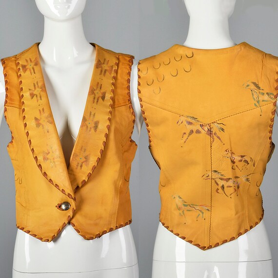 XS North Beach Leather 1990s Leather Vest Southwes