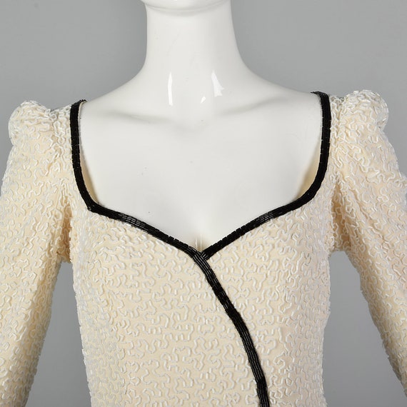 XS Lillie Rubin 1970s Black and White Beaded Gown… - image 7