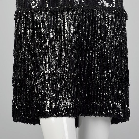 Small 1980s Black Sequin Dress Vintage Beaded Shi… - image 7