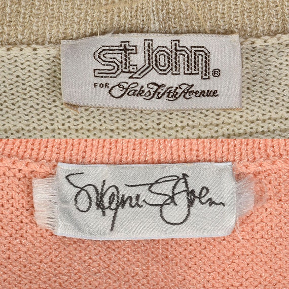 Medium 1980s St. John Set Peach Cardigan Knit Str… - image 10