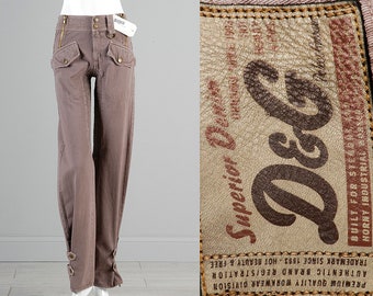 24x38 Dolce Gabbana Pants D&G Denim Pants Designer Pants Taupe Twill Pants Supermodel Length Pants Extra Long Pants XS Tall