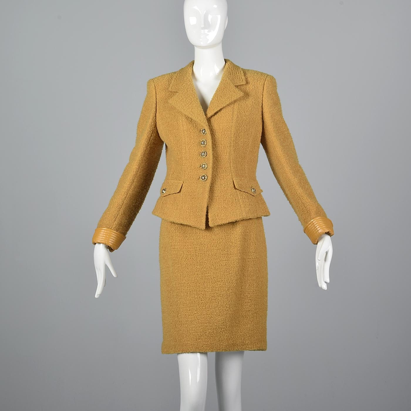 Medium Emanuel Ungaro Parallele Skirt Suit Boucle Tweed Fitted 