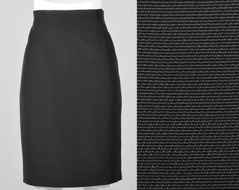 Medium 1990s Jil Sander Black Pencil Skirt Wool Cotton Blend Pencil Skirt Classic Separates Wear to Work 90s Vintage