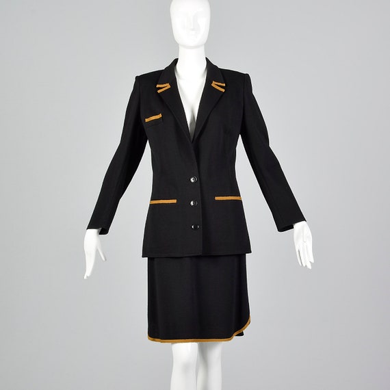 Medium 1980s Sonia Rykiel Black Skirt Suit Wool Se