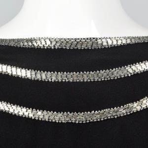 1970s Bob Mackie Sexy Winter Dress Backless Evening Dress Long Sleeves Little Black Dress Beaded Neckline Draped Back image 4