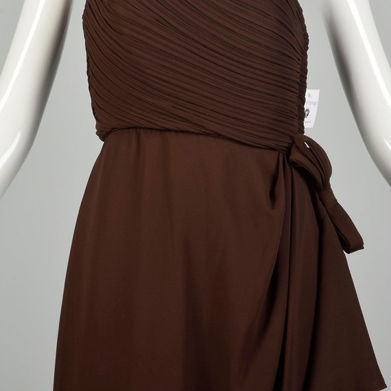 XS 1980s Morton Myles Brown Asymmetric Maxi Dress - image 7