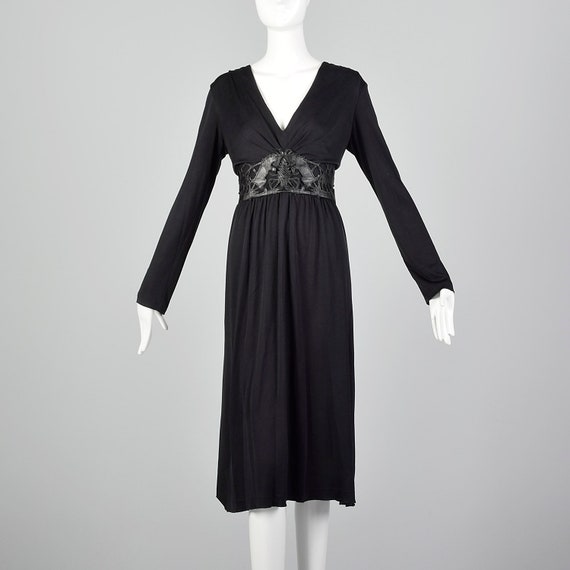Large Cacharel Black Dress Silk Jersey 1990s Desig