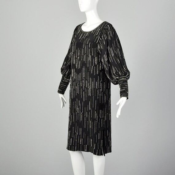 XS 1980s Argenti Black Beaded Dress Pullover Ball… - image 3