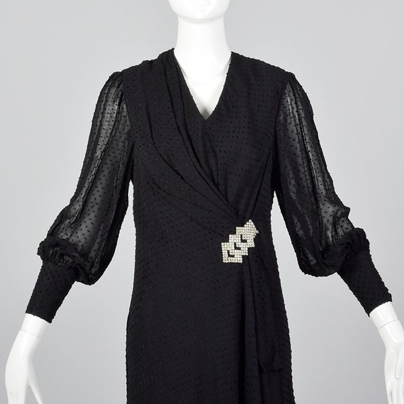 Small 1980s Long Sleeve Black Dress Little Black … - image 4